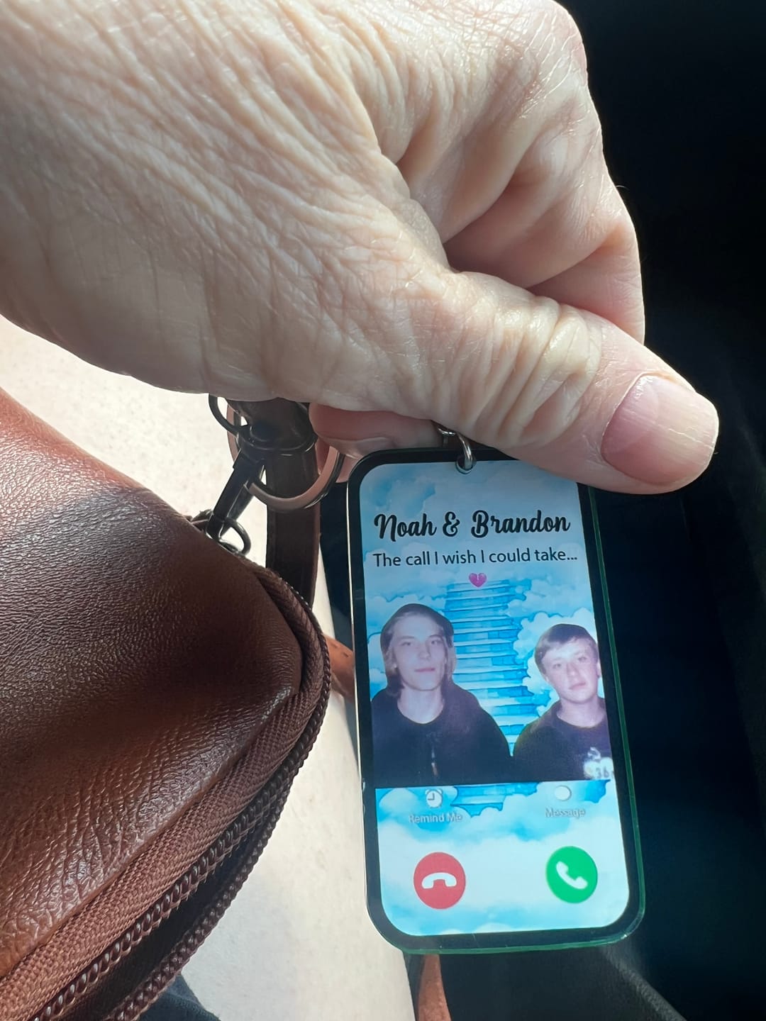 Customer photo review of The Call I Wish I Could Take Memorial Sympathy Gift Remembrance Keepsake Photo Personalized Acrylic Keychain