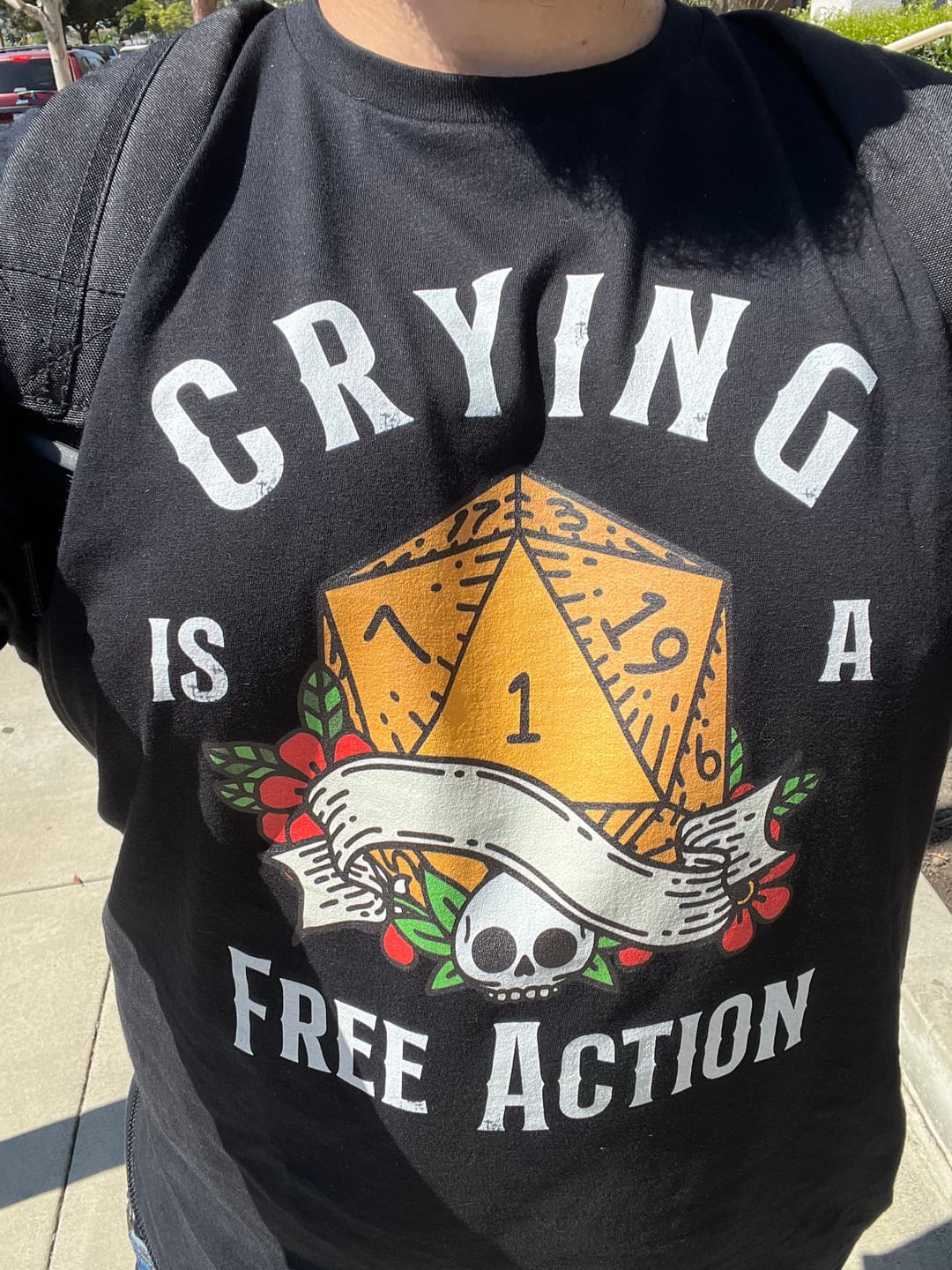 Customer photo review of Crying Free Action T-Shirt