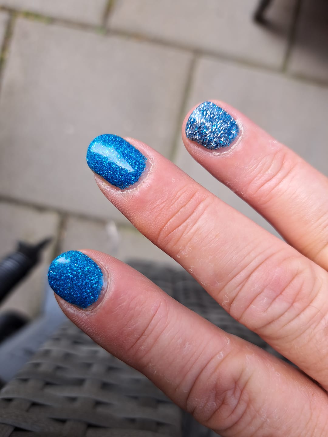 Customer photo review of Haze Blue Dipping Powder