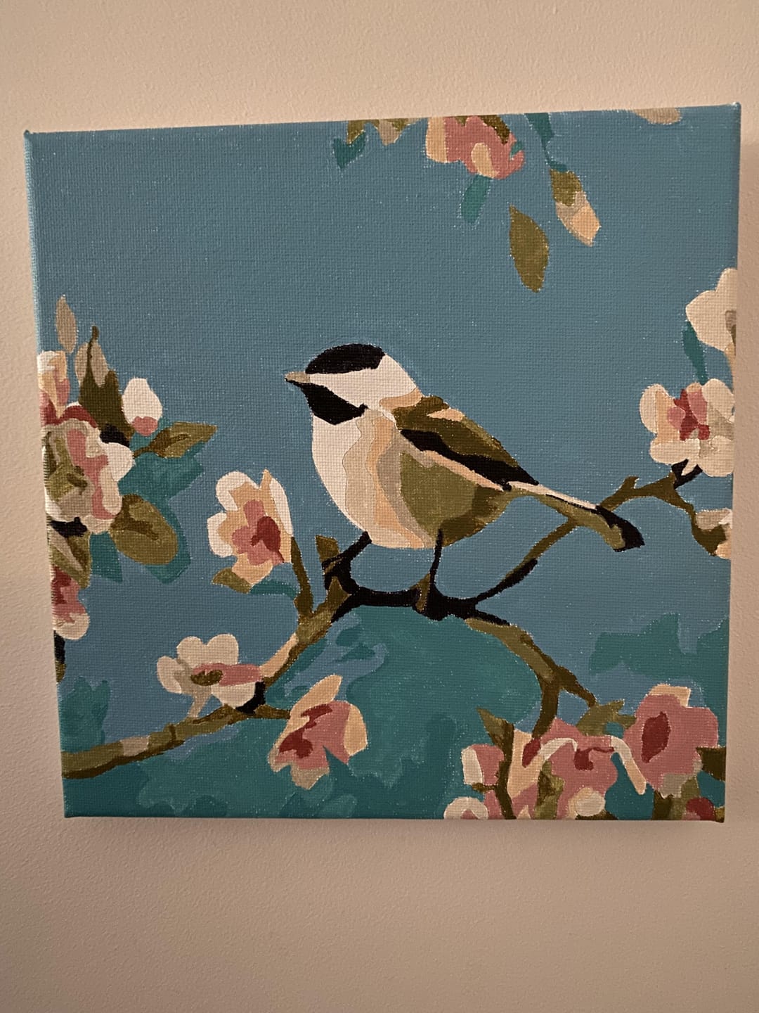 Customer photo review of Mini Peinture par Numéros 20x20cm avec cadre Oiseau et Papillon