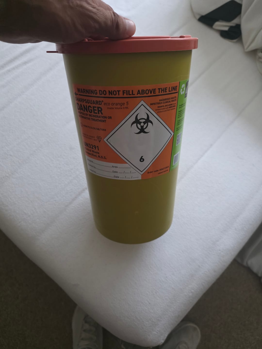 Customer photo review of Sharpsguard Orange 5 Ltr Sharps Bin