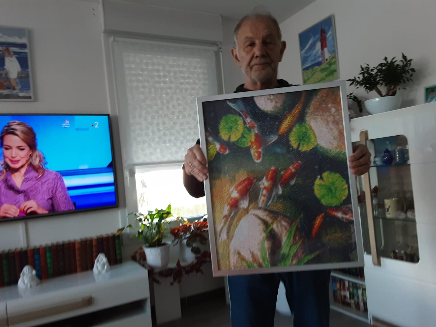 Customer photo review of Broderie Diamant - Carpes Koi dans un bassin