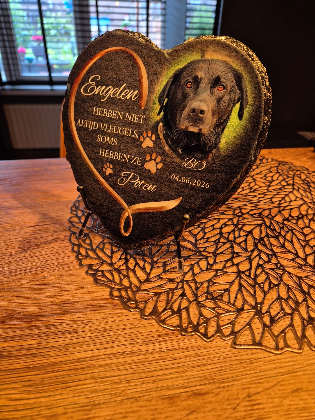 Customer photo review of Engelen hebben poten - Gepersonaliseerde leisteen hart