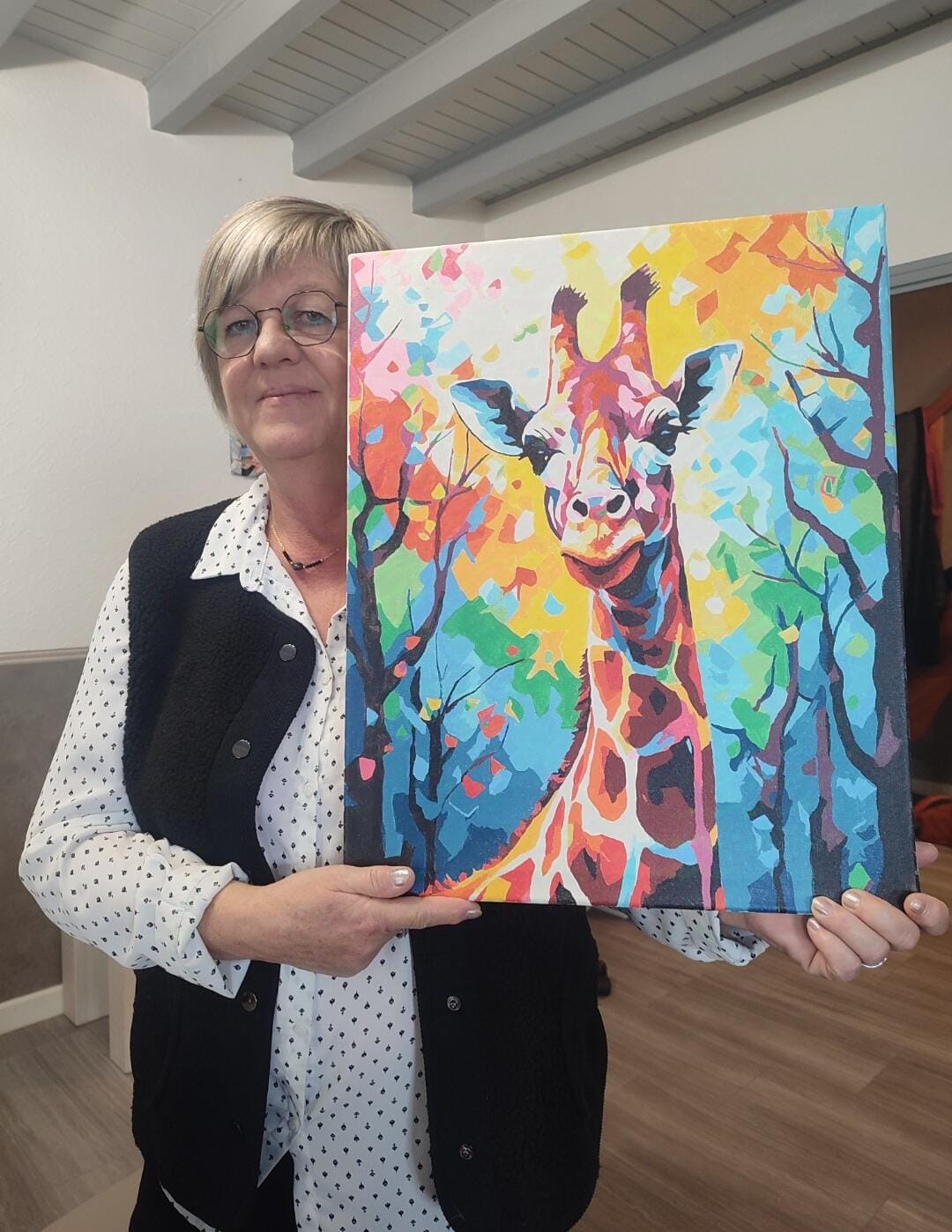 Customer photo review of Girafe Colorée Abstraite