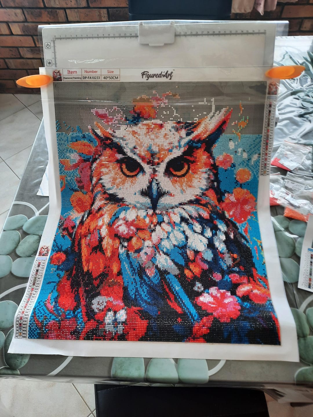 Customer photo review of Broderie Diamant - Hibou coloré en fleurs