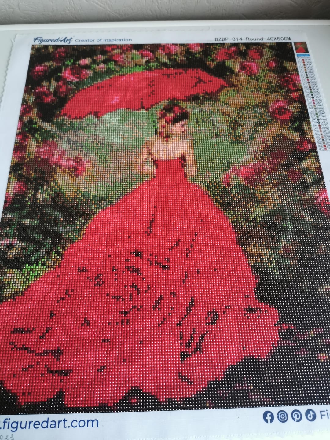 Customer photo review of Broderie Diamant - Femme à la Robe rouge