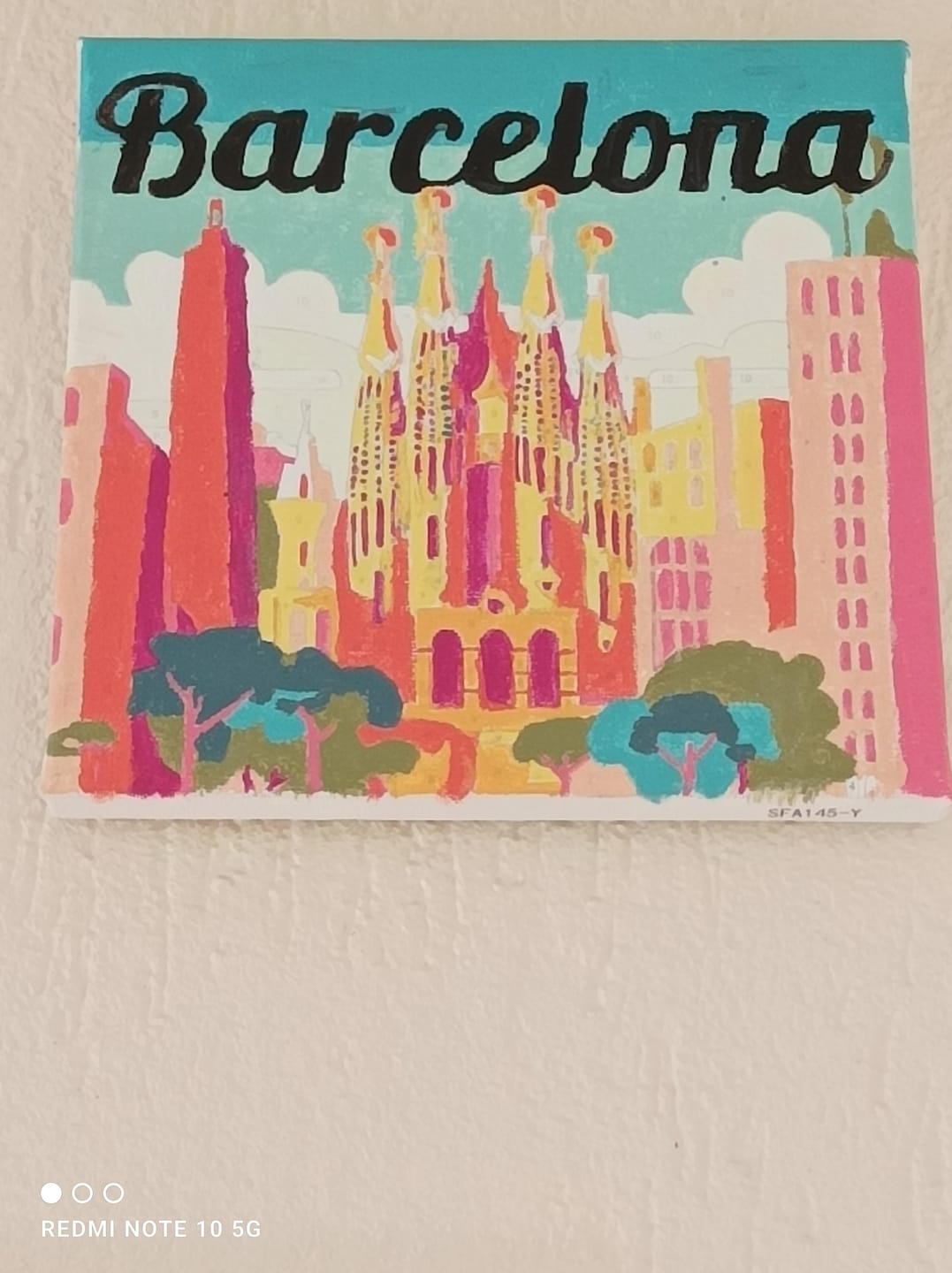 Customer photo review of Mini Peinture par Numéros 20x20cm avec cadre Sagrada à Barcelone