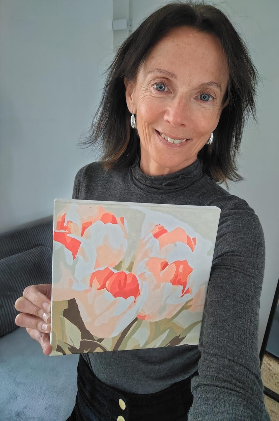 Customer photo review of Mini Peinture par Numéros 20x20cm avec cadre Eclosion de Tulipes