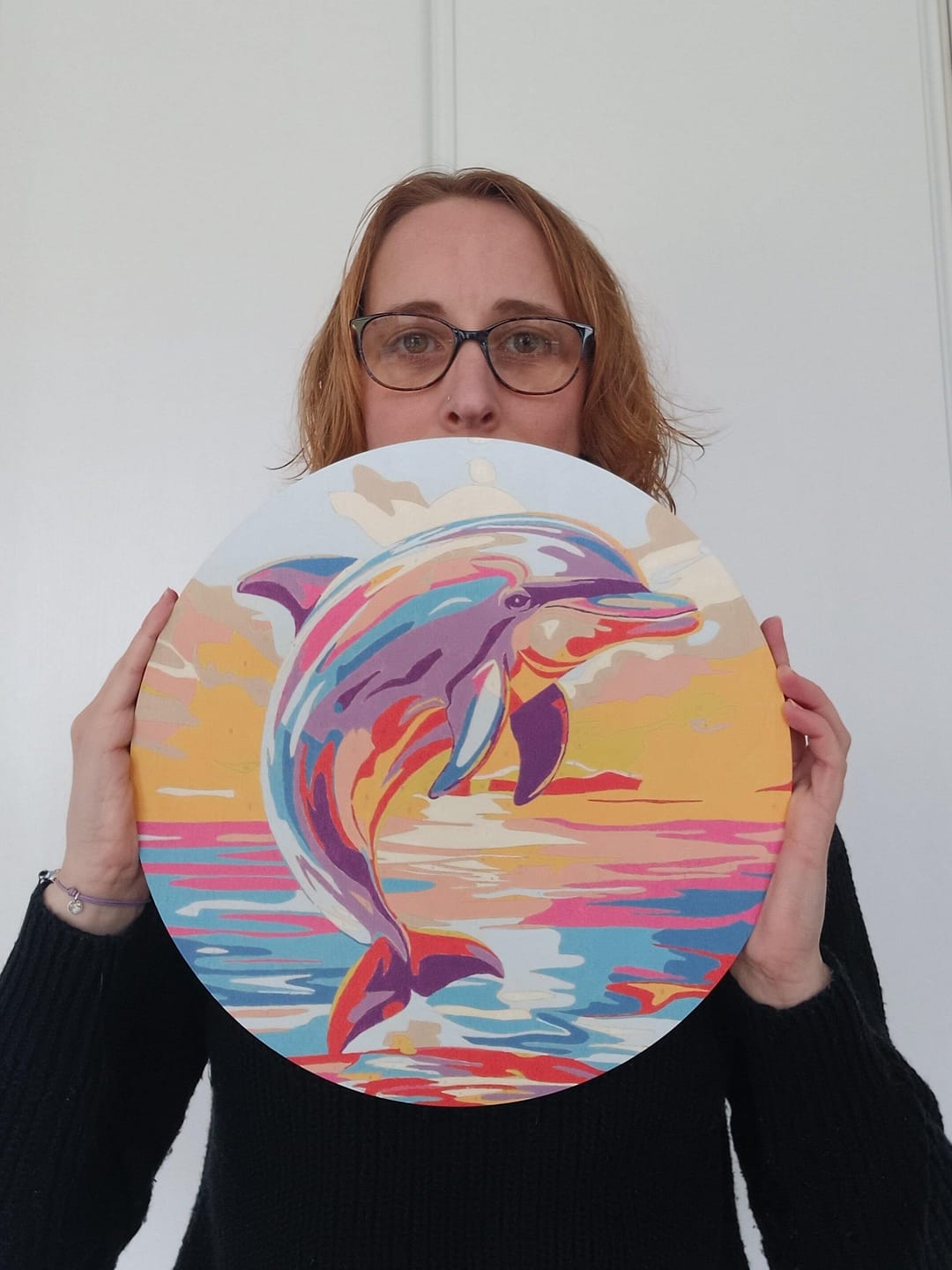 Customer photo review of Peinture par Numéro sur Disque en bois - Dauphin