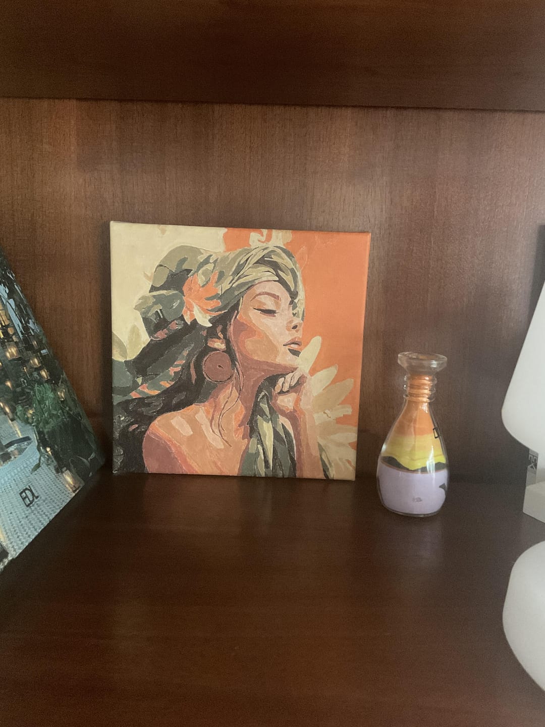 Customer photo review of Mini Peinture par Numéros 20x20cm avec cadre Femme au turban africain