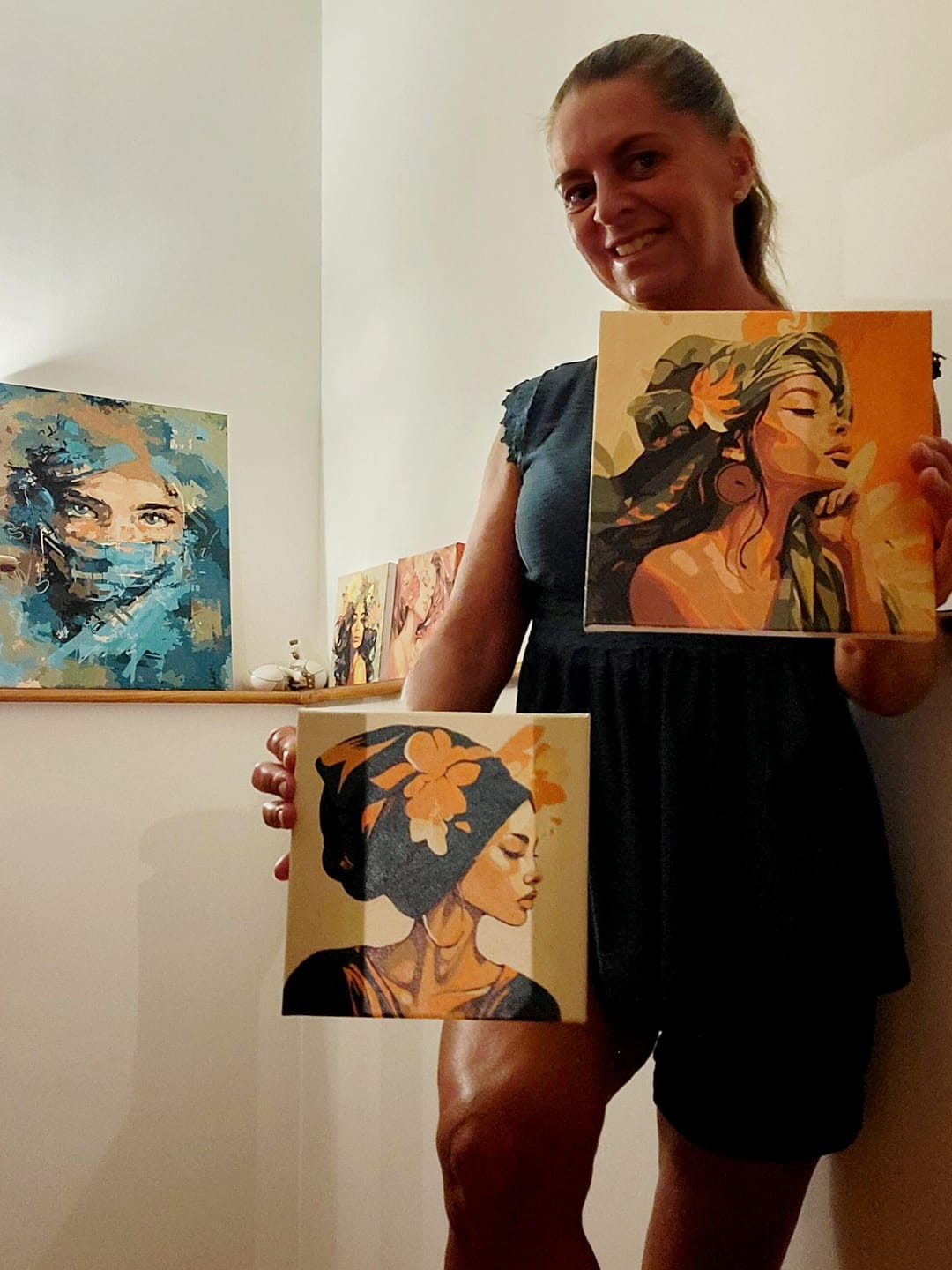 Customer photo review of Mini Peinture par Numéros 20x20cm avec cadre Femme au turban africain