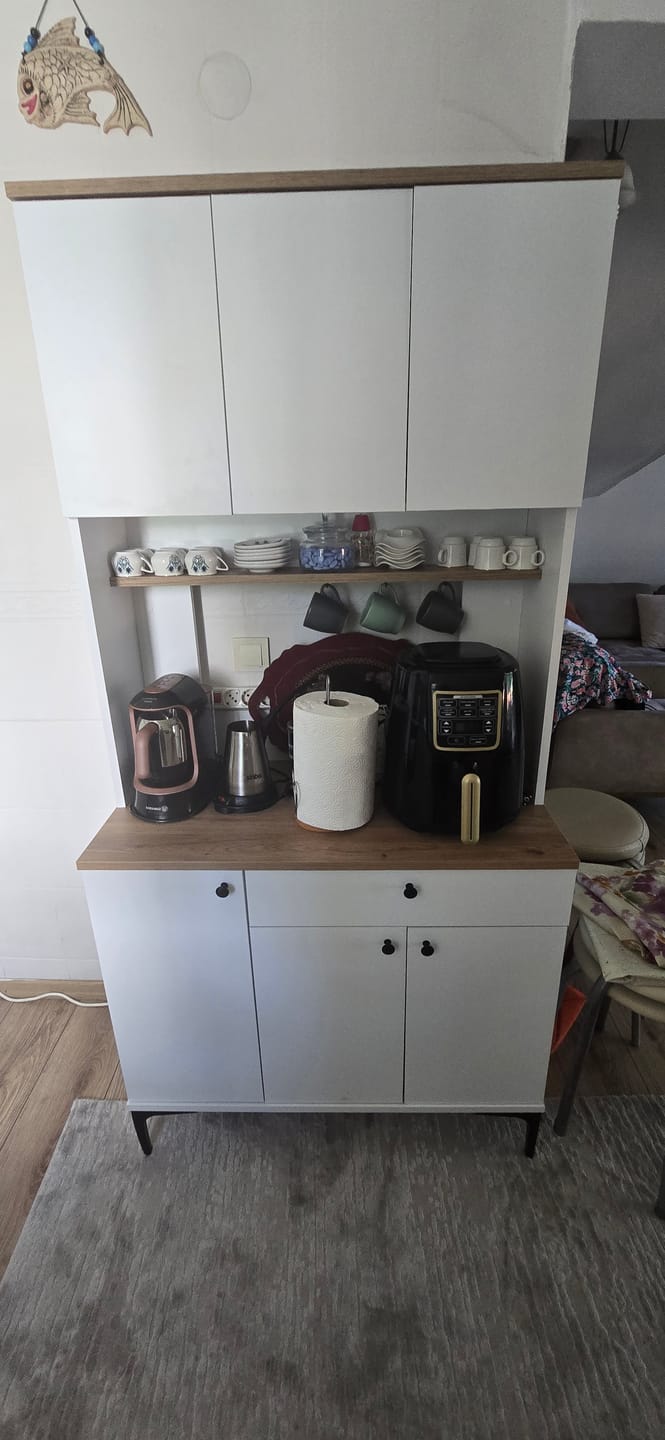Customer photo review of Rani JE196 Çok Amaçlı Dolap 6 Kapaklı 1 Çekmeceli Kiler Mutfak Dolabı Sepet Ceviz - Beyaz