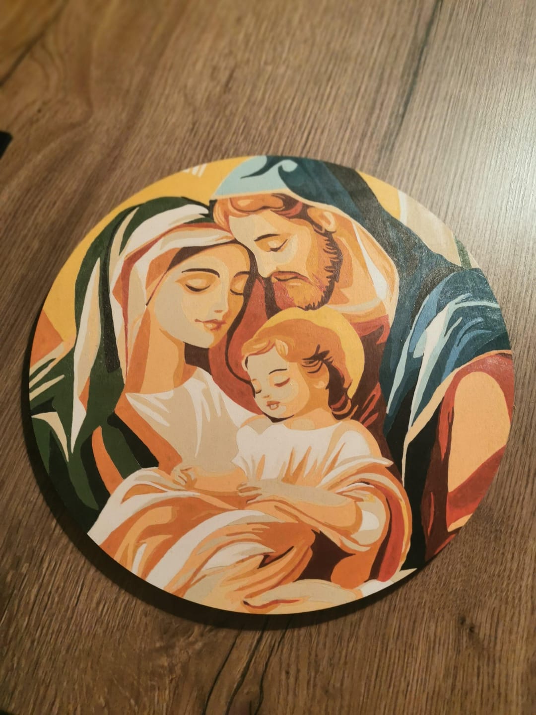 Customer photo review of Peinture par Numéro sur Disque en Bois - Sainte Famille
