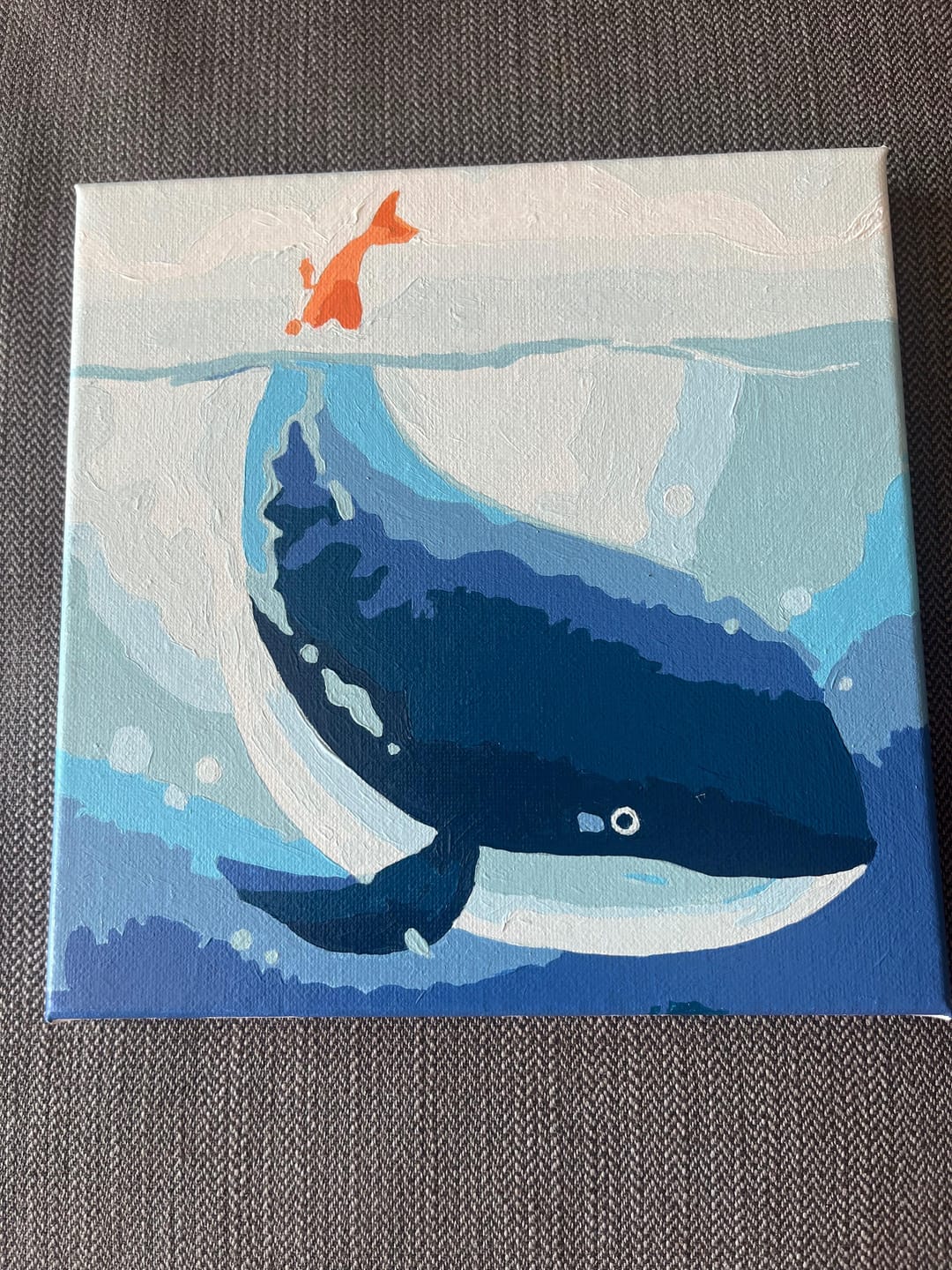 Customer photo review of Mini Peinture par Numéros 20x20cm avec cadre Baleine Bleue