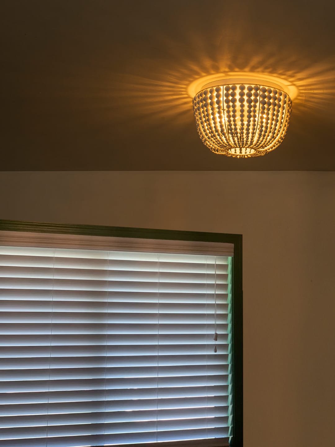 Customer photo review of Boho-style 2-Light Wood Beads Drum Tassel Flush Mount