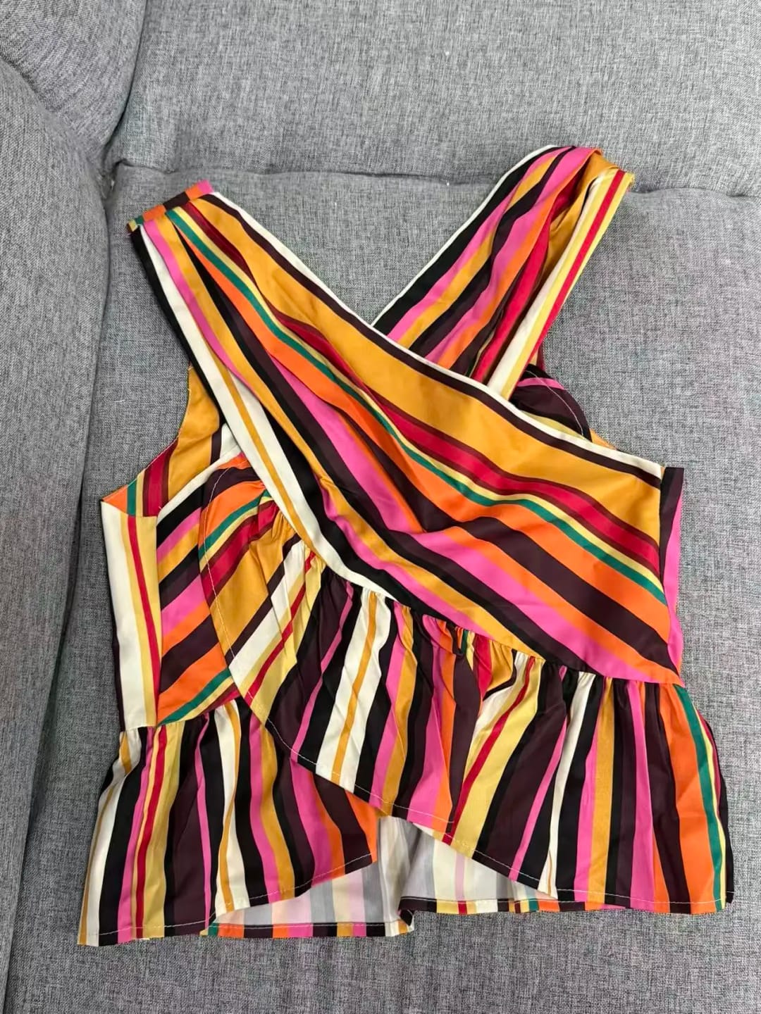 Customer photo review of Briana Striped Halter Top