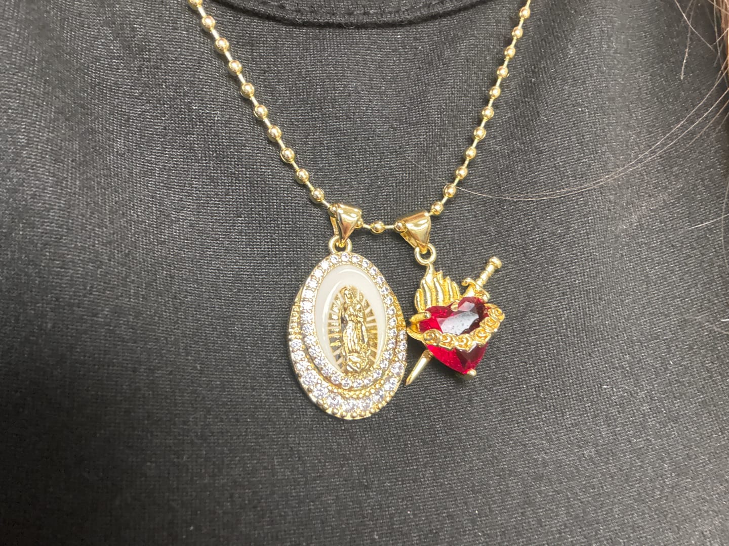 Customer photo review of Christianartworkshop Our Lady & Sacred Heart Necklace in 6 Styles: Elegant Faith-Infused Jewelry