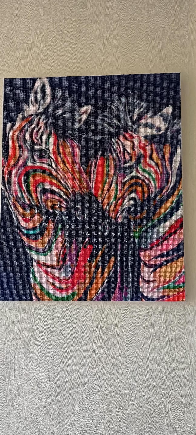 Customer photo review of Broderie Diamant - Couple de Zèbres 40x50cm toile tendue sur châssis