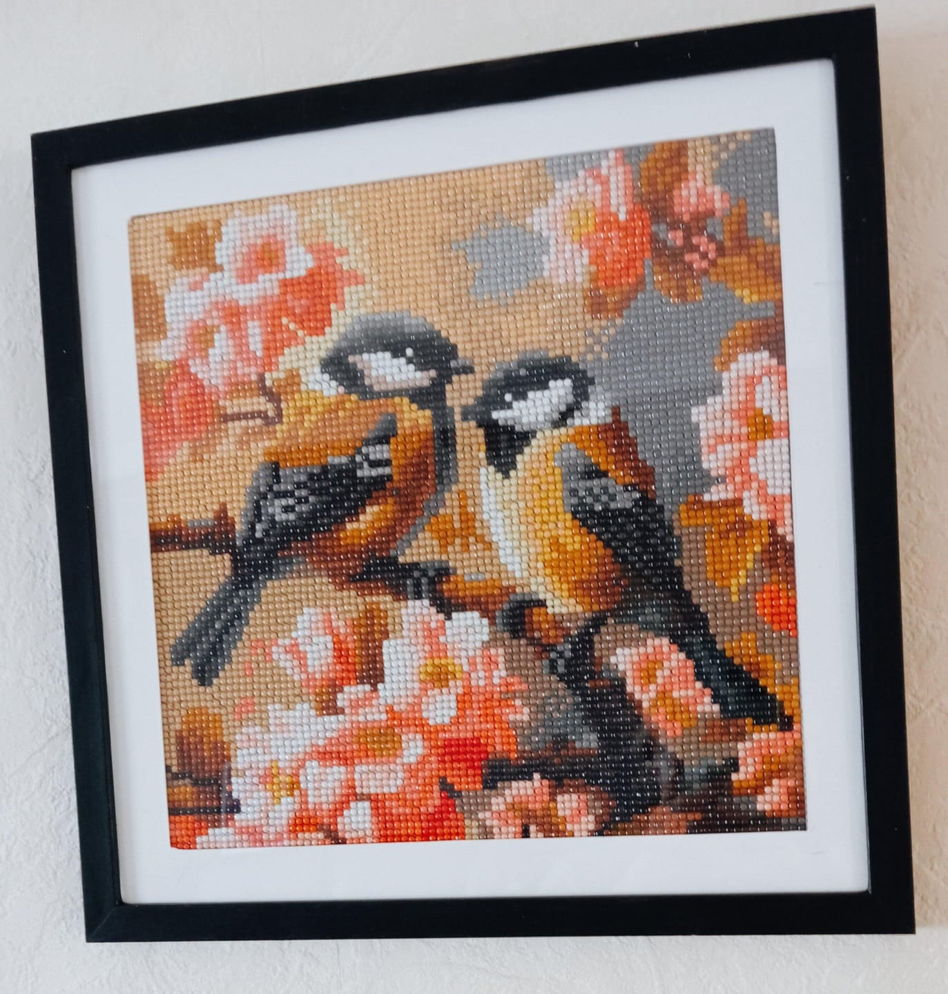 Customer photo review of Mini Diamond Painting 25x25cm - Couple d'Oiseaux parmi les Fleurs