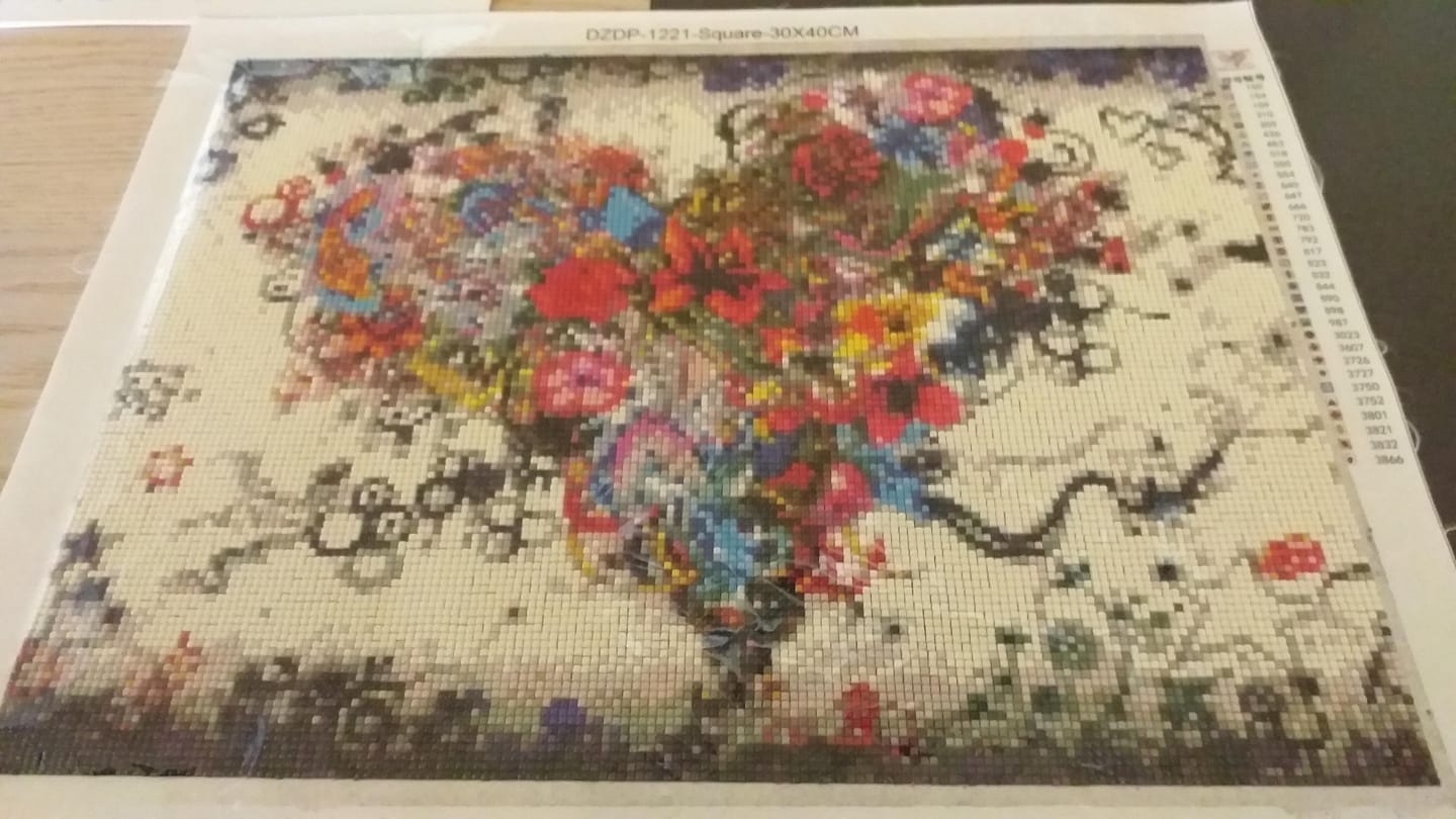 Customer photo review of Broderie Diamant - Coeur Graffiti