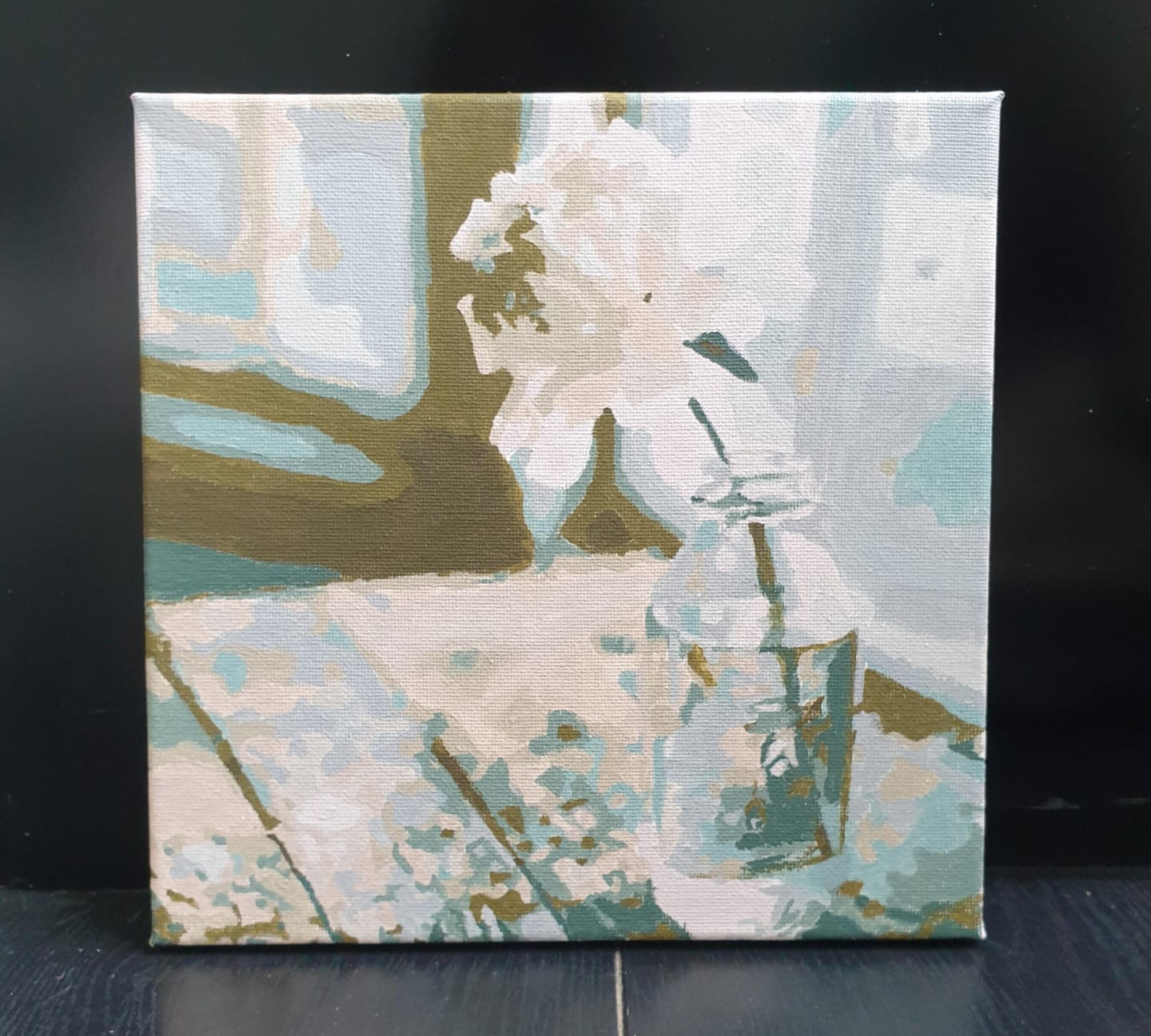 Customer photo review of Mini Peinture par Numéros 20x20cm avec cadre Fleur Blanche