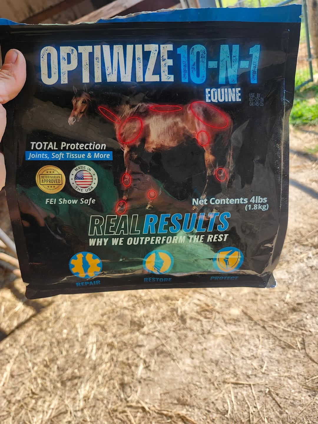 Customer photo review of OptiWize Collagen +Plus Horse Joint Supplement