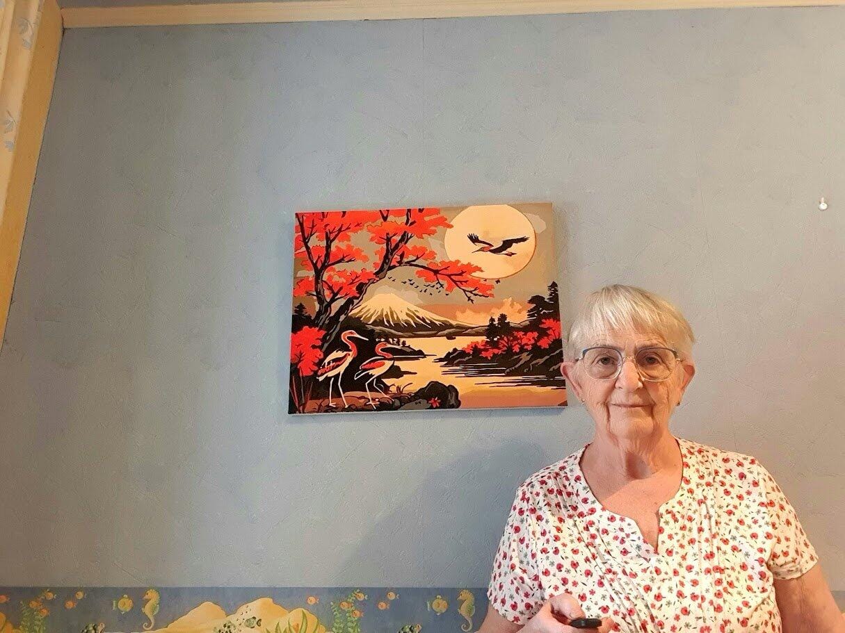 Customer photo review of Mini Peinture par Numéros 20x20cm avec cadre Lac et Mont Fuji