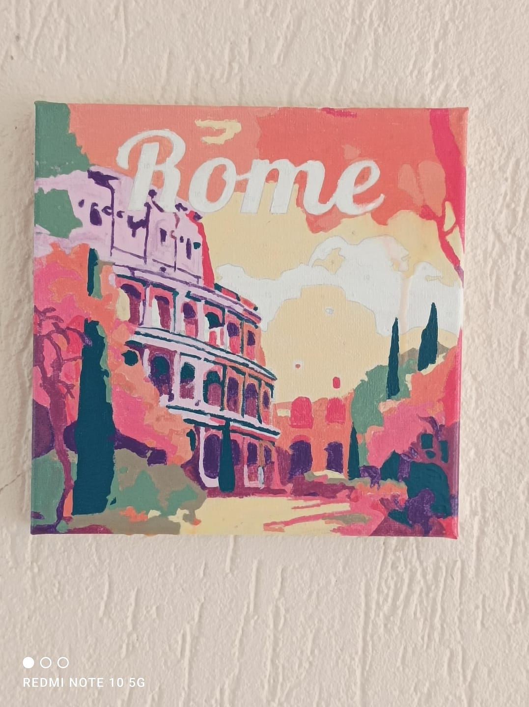Customer photo review of Mini Peinture par Numéros 20x20cm avec cadre Colisée de Rome