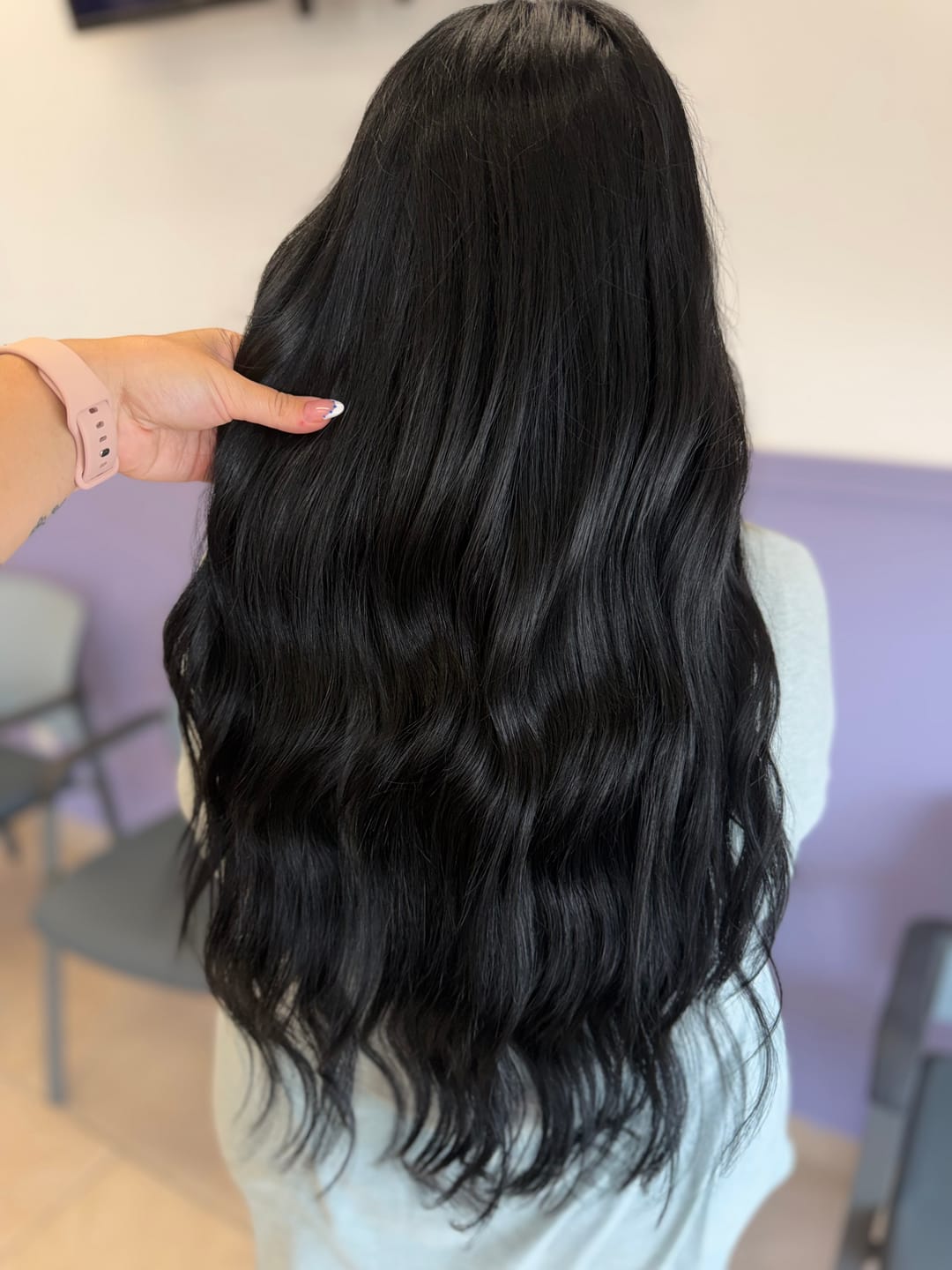 Customer photo review of Virgin XO Invisible Weft Butterfly Weft Extensions Jet Black #1