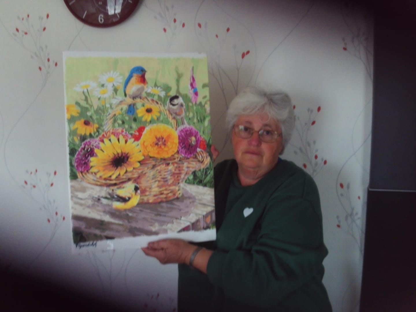 Customer photo review of Fleurs dans un Panier et Oiseaux