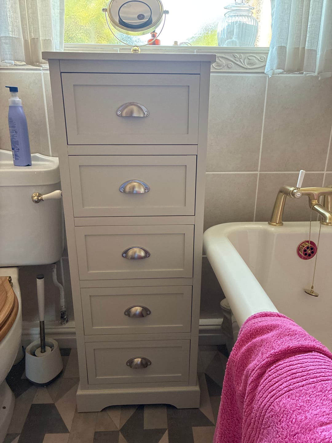 Customer photo review of Croft Linen Pine Wood 5 Drawer Tall Unit