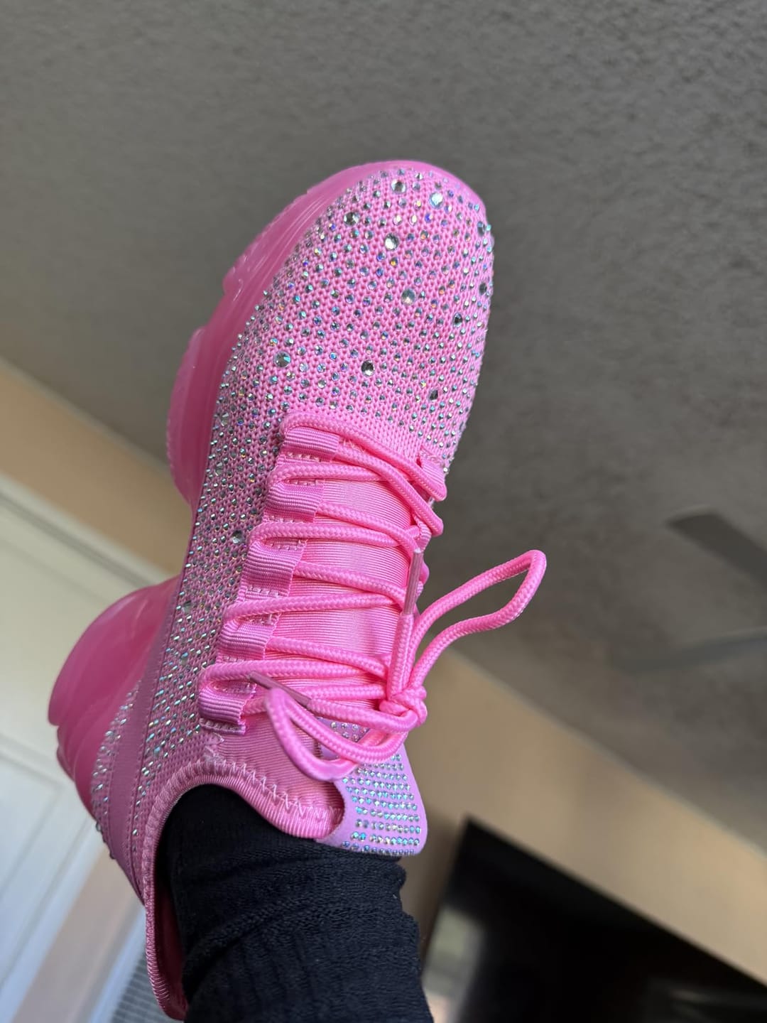 Customer photo review of Lucky Step Rhinestone Slip-On Sneakers
