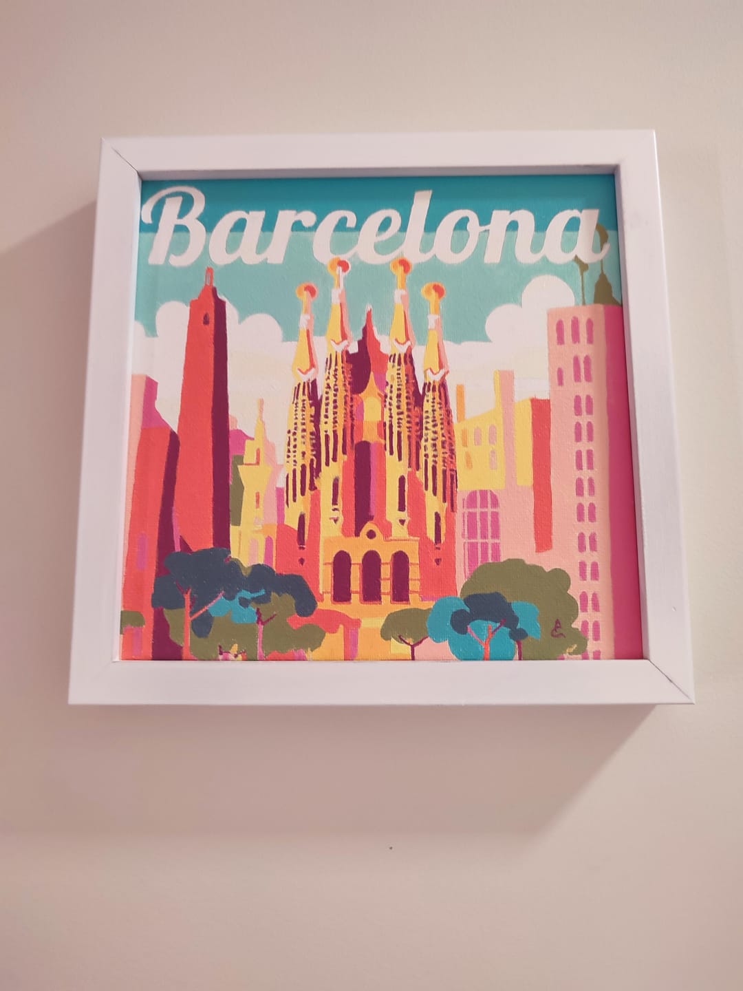 Customer photo review of Mini Peinture par Numéros 20x20cm avec cadre Sagrada à Barcelone