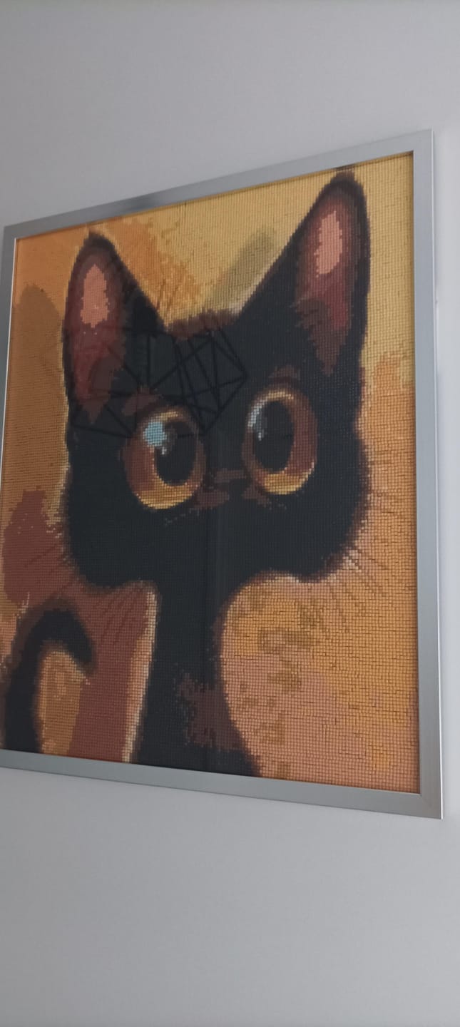 Customer photo review of Broderie Diamant - Chat étonné