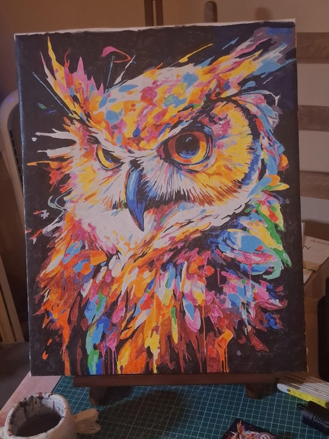 Customer photo review of Hibou Coloré Abstrait