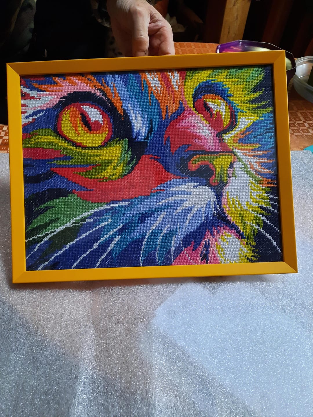 Customer photo review of Broderie Point de Croix - Chat Pop Art