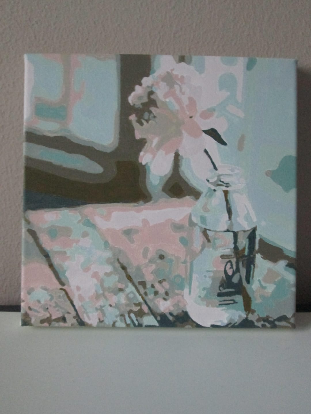 Customer photo review of Mini Peinture par Numéros 20x20cm avec cadre Fleur Blanche