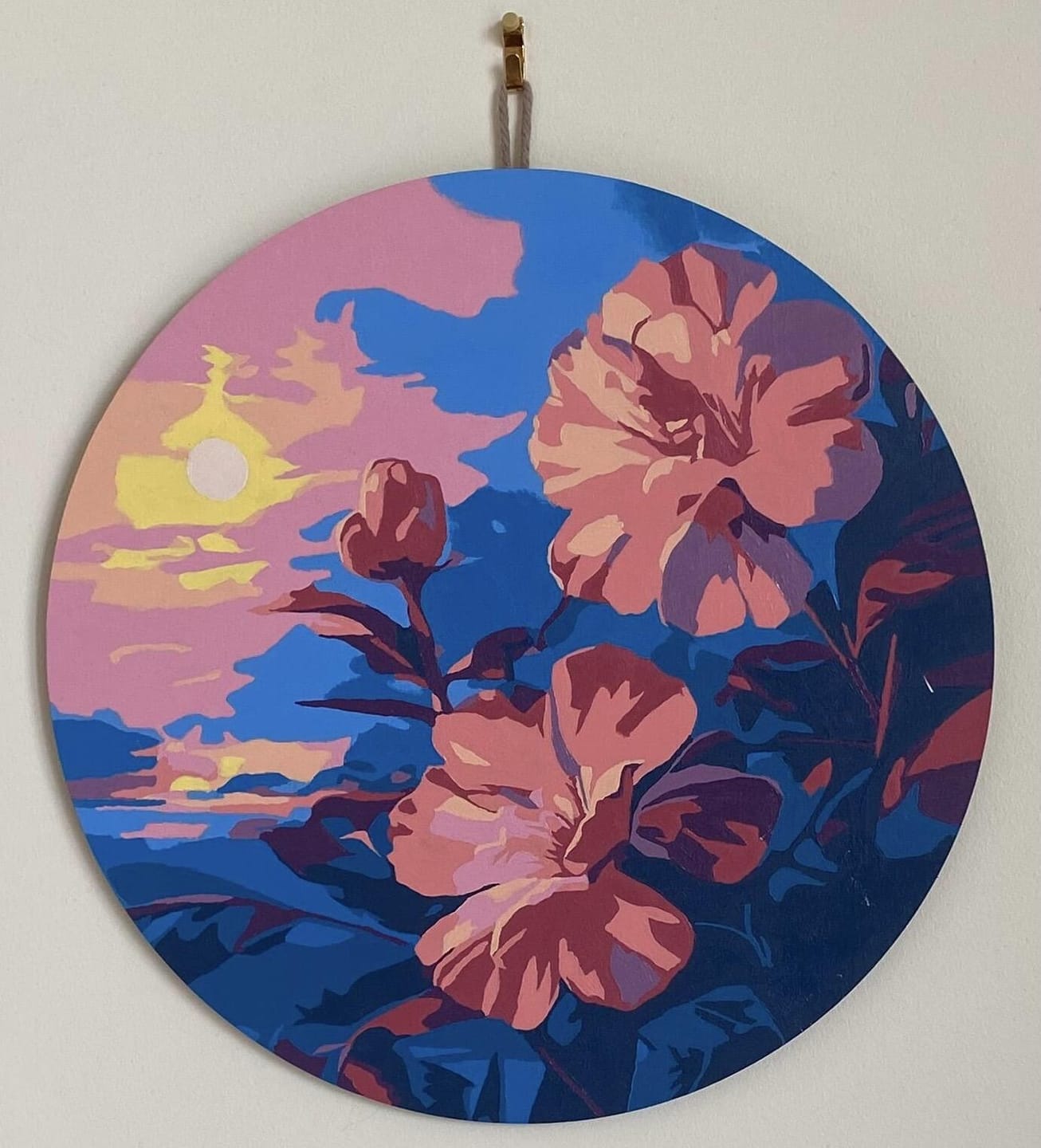 Customer photo review of Peinture par Numéro sur Disque en bois - Hibiscus au coucher de soleil