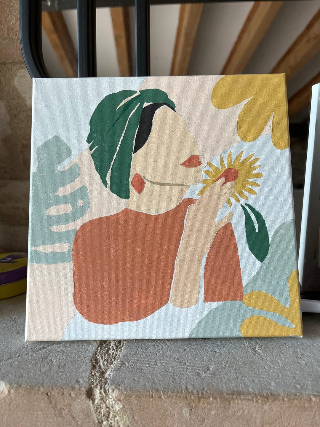 Customer photo review of Mini Peinture par Numéros 20x20cm avec cadre Femme au Turban vert