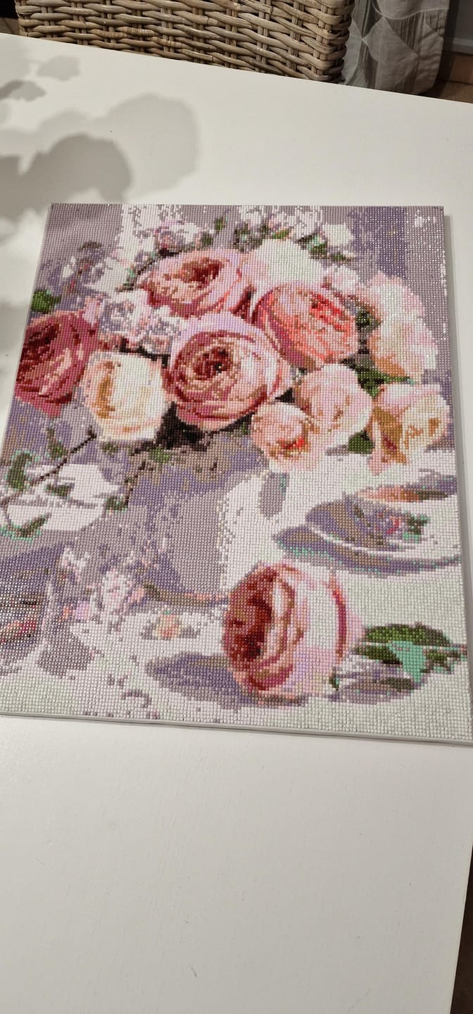 Customer photo review of Broderie Diamant - Bouquet de Roses 40x50cm toile tendue sur châssis