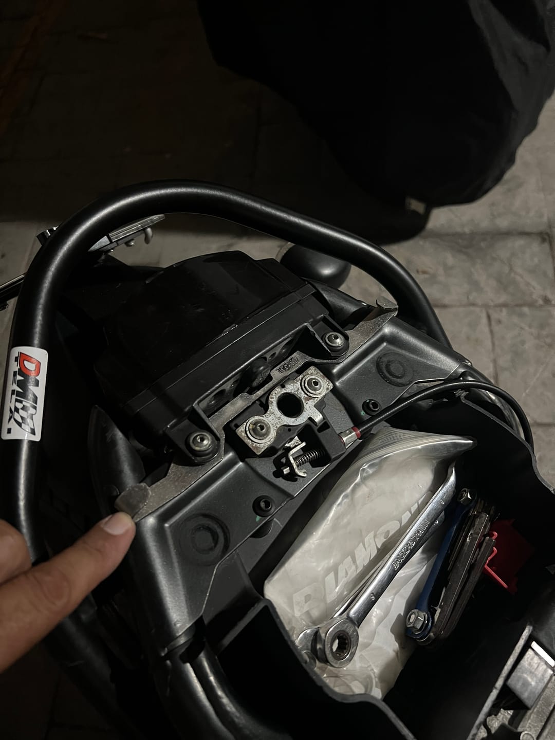 Customer photo review of Ducati Scrambler Helmet Hook (lock) 2015-2022