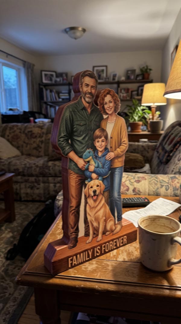 Customer photo review of Custom Photo Family Is Forever - Personalized Customized 3-layered Wooden Plaque - Heartfelt Family Gift For Family Members