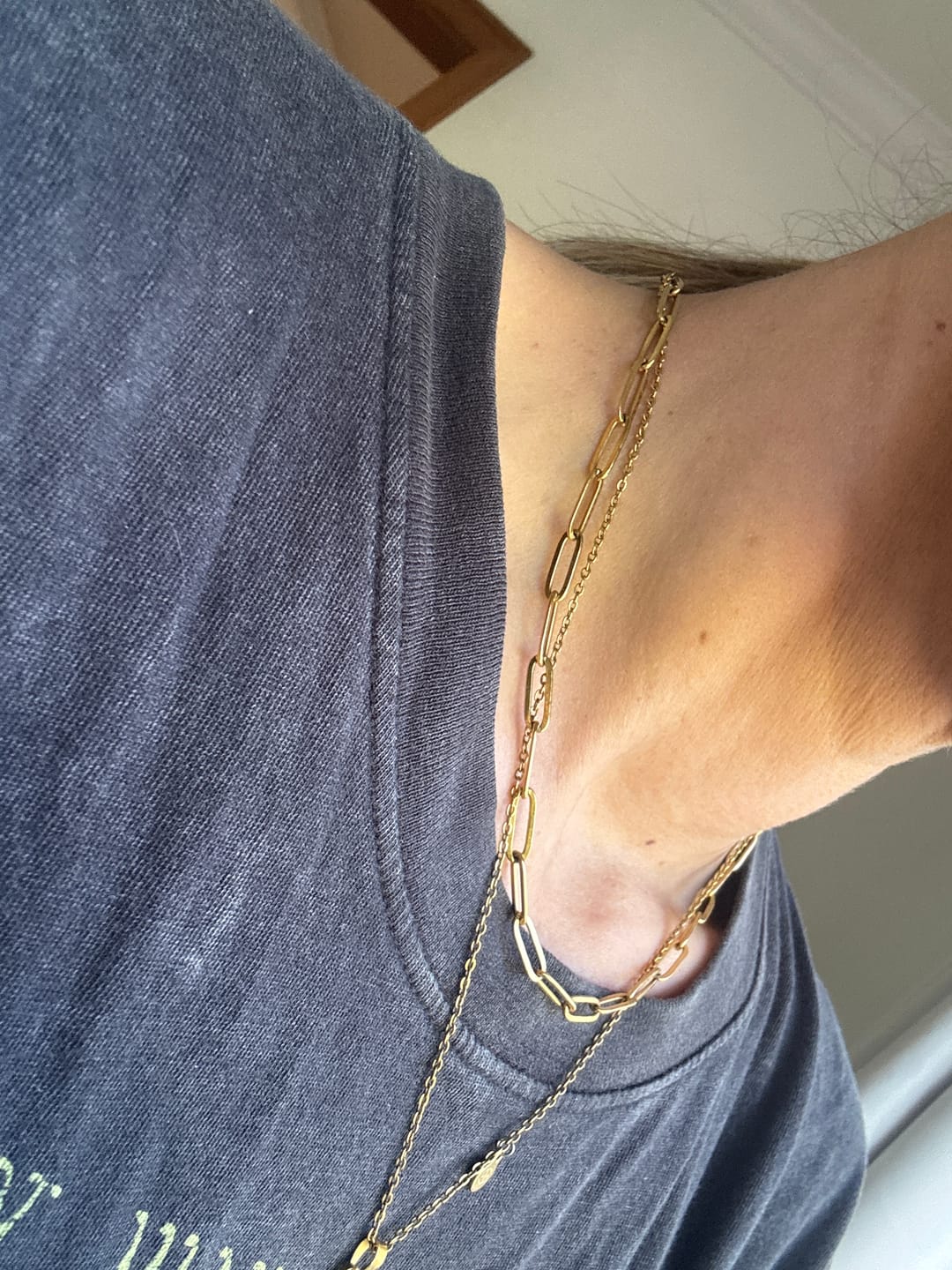 Customer photo review of Paperclip Gold Necklace