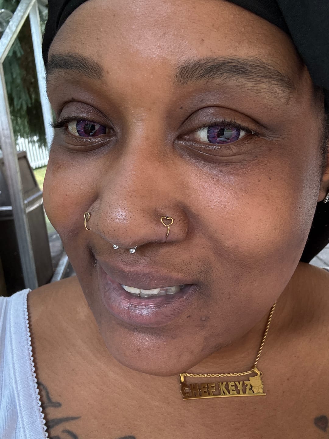 Customer photo review of Vega Violet Purple Prescription Coloured Contact Lenses