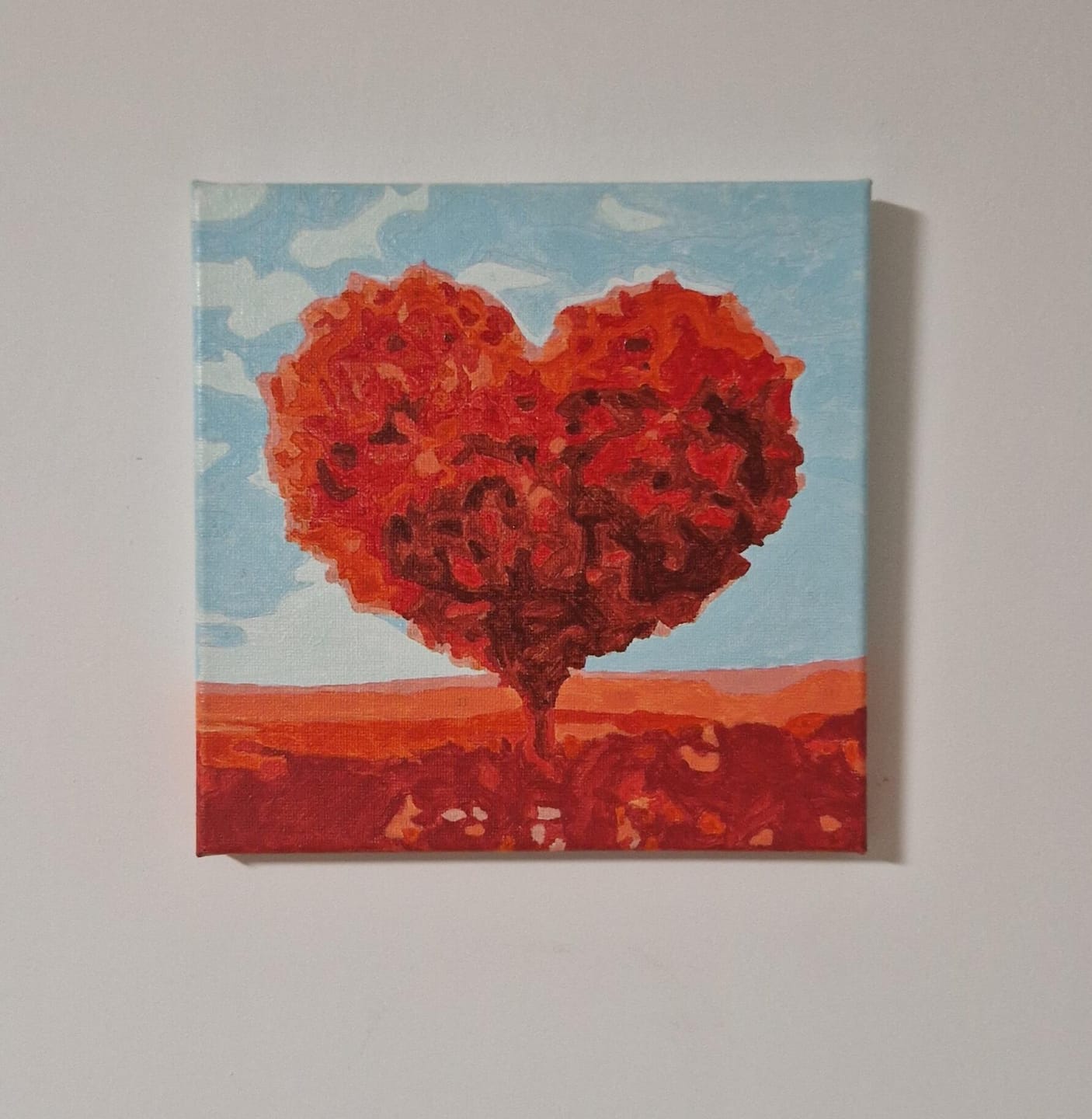 Customer photo review of Mini Peinture par Numéros 20x20cm avec cadre Arbre rouge Coeur