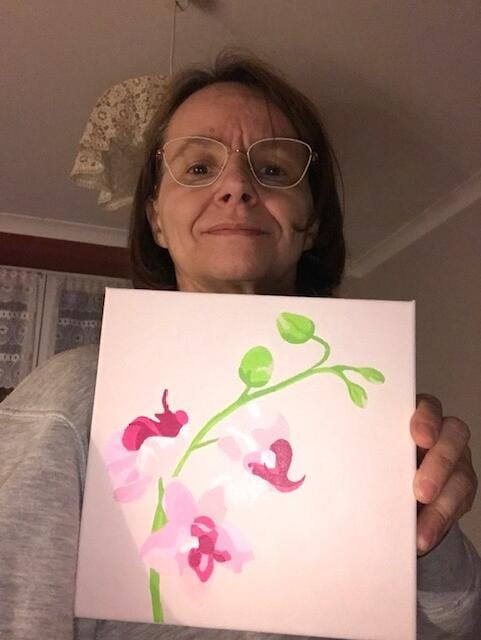 Customer photo review of Mini Peinture par Numéros 20x20cm avec cadre Branche d'Orchidée 2