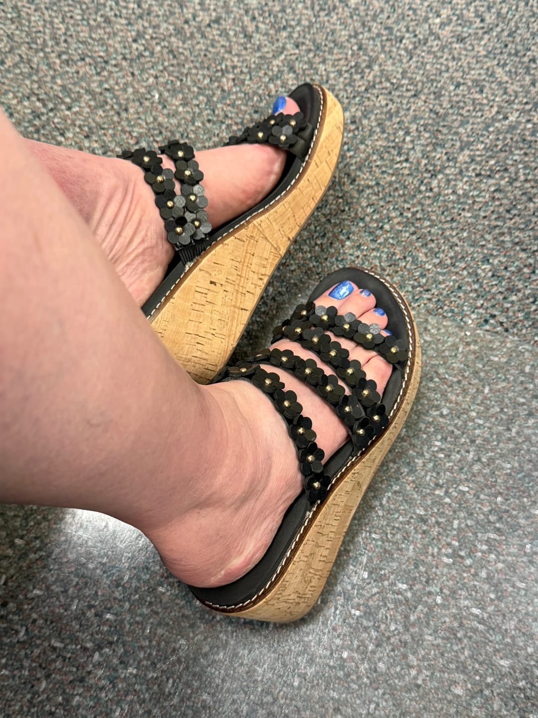Customer photo review of Corky's Black Let's Be Friends Wedges