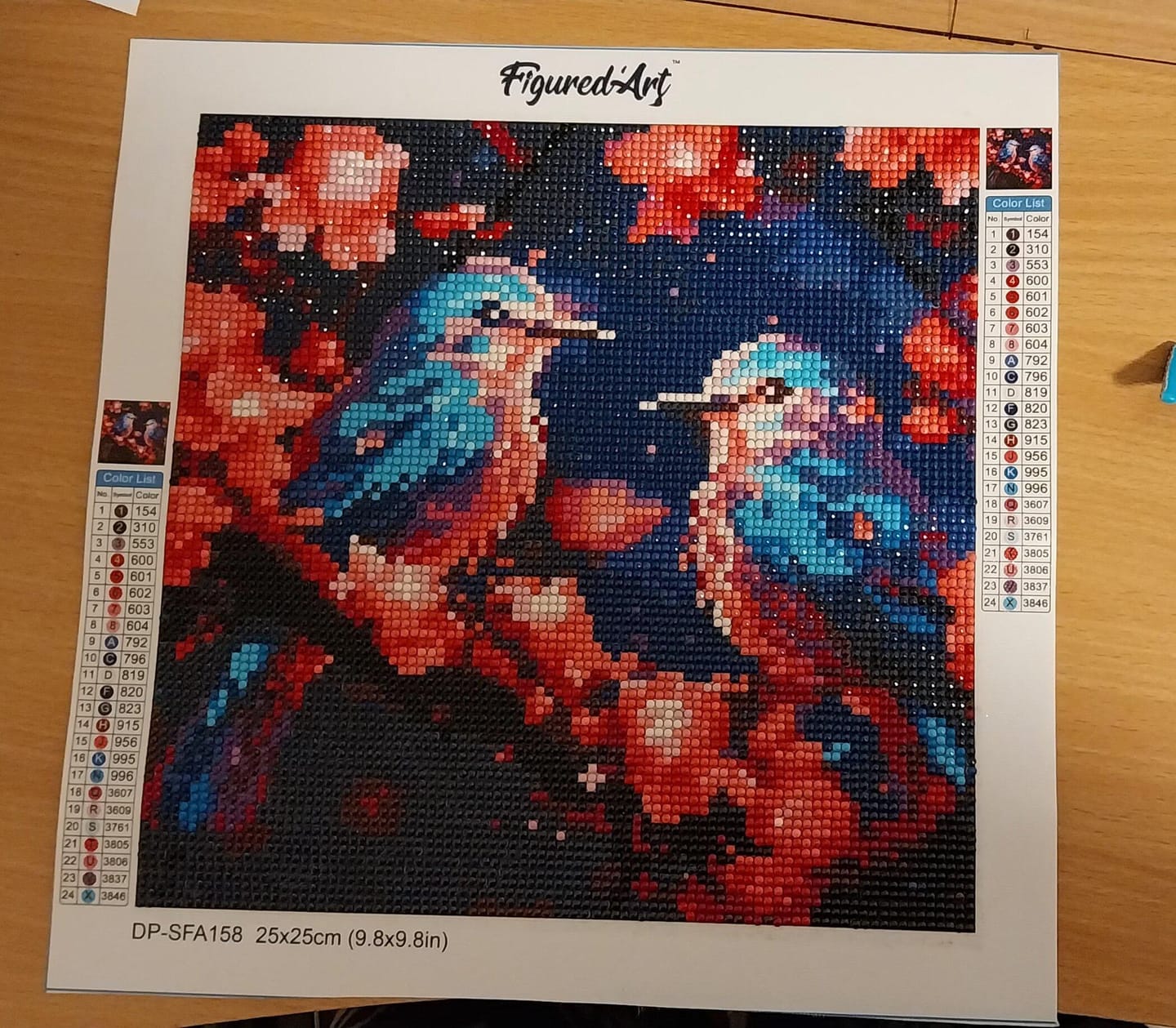 Customer photo review of Mini Diamond Painting 25x25cm - Mésanges Bleues scintillantes