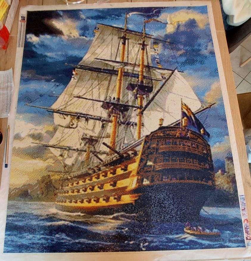 Customer photo review of Broderie Diamant - Galion et Ciel menaçant