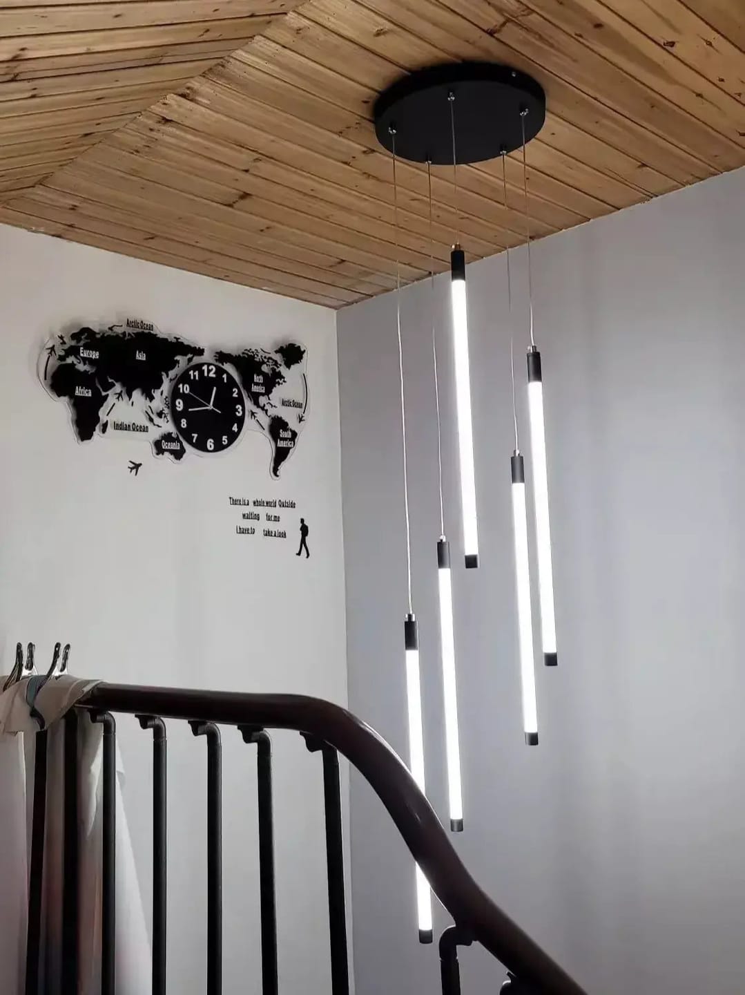 Customer photo review of Atia Modern Long Chandelier For Staircase Black/Gold/Silver